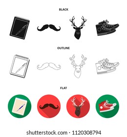 Hipster, fashion, style, subculture .Hipster style set collection icons in black,flat,outline style vector symbol stock illustration web.