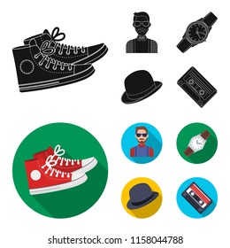 Hipster, fashion, style, subculture .Hipster style set collection icons in black,flat style vector symbol stock illustration web.