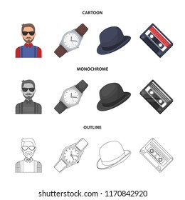 Hipster, fashion, style, subculture .Hipster style set collection icons in cartoon,outline,monochrome style vector symbol stock illustration web.