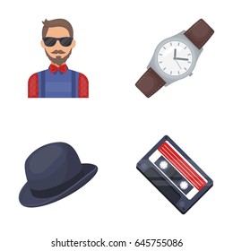Hipster, fashion, style, subculture .Hipster style set collection icons in cartoon style vector symbol stock illustration web.