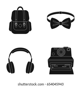 Hipster, fashion, style, subculture .Hipster style set collection icons in black style vector symbol stock illustration web.