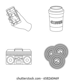 Hipster, fashion, style, subculture .Hipster style set collection icons in outline style vector symbol stock illustration .