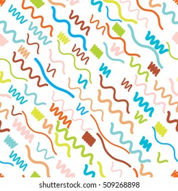 Hipster fashion . trendy card .minimal background with smooth zigzag lines. Seamless pattern 80's - 90's years memphis design