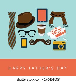 Hipster Father's Day design. EPS 10 vector, grouped for easy editing. No open shapes or paths.