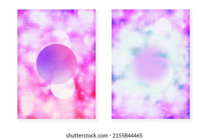 Hipster Fluid. Puntos de movimiento. Composición Futurista brillante. Diseño mínimo. Volante dinámico. Vector espacial. Presentación de tecnología violeta. Fondo del Arcoiris. Fluido Hipster Azul