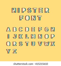 Hipster font. Ep10 vector.
