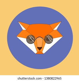 hipster foxes face with
one-piece background