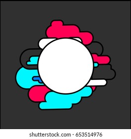 Hipster frame. Circle and dynamic colorful line. Vector illustration.