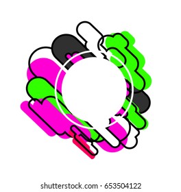 Hipster frame. Circle and dynamic diagonal colorful line. Vector illustration.
