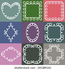 Hipster Frames Design  Elements Templates Set, Vector Illustration