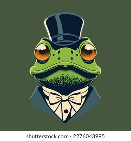 Hipster frog animal vector art illustration