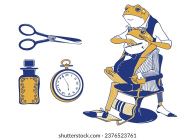 Hipster frog animal vector art illustration, frog gentleman, stylishly dressed, toad gentleman, humanized frog wearing, gentlemen club, retro frog