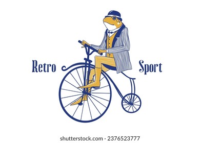 Hipster frog animal vector art illustration, frog gentleman, stylishly dressed, toad gentleman, humanized frog wearing, gentlemen club, retro frog