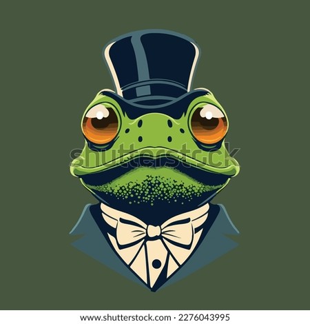 Hipster frog animal vector art illustration