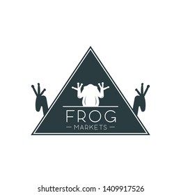 Hipster Frog with Triangle Shape Logo Design Template