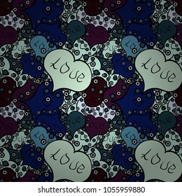 Hipster funky painted style texture on neutral, black and blue colors. Vector. Poster with different doodle letters. Valentine':s day print, seamless hand craft expressive ink typography pattern. Love