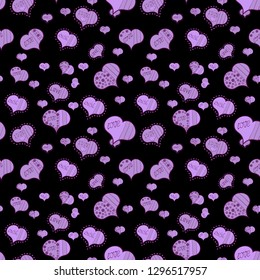 Hipster funky painted style texture on purple, black and neutral colors. Poster with different doodles. Vector. Valentine':s day print, seamless hand craft expressive ink typography pattern. Love.