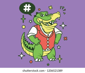 Hipster Gator Cartoon T Shirt