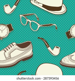 Hipster / Gentleman Stuff Elements Seamless Pattern illustration in vector