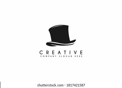 Hipster Gentleman Top Hat Vintage Retro logo design