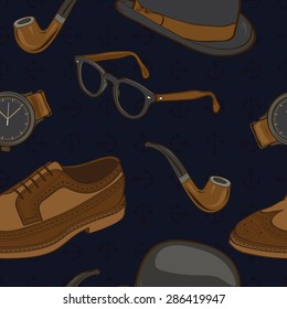 Hipster / Gentlemen Stuff Elements Seamless Pattern illustration in vector