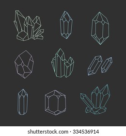 Hipster geometric outlined crystals. 