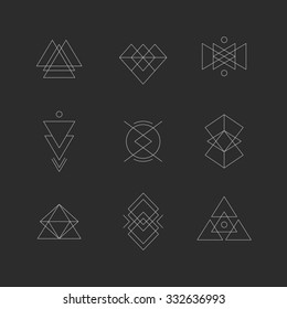 Hipster geometric shapes. Triangles, lines, circles, squares.