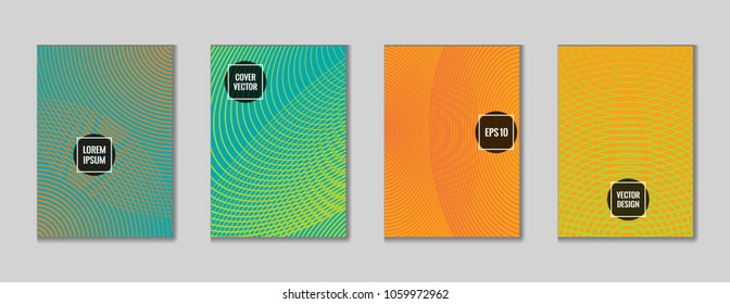 Hipster geometrical lines notebook cover background. Minimalistic notepad cover theme set. Colorful title page graphic design for business notebook, dairy or notepad.