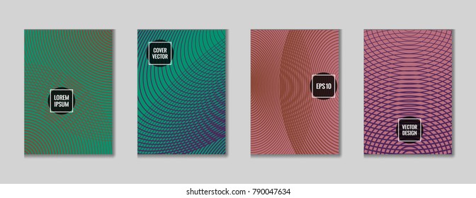 Hipster geometrical lines notebook cover vector. Minimalistic notepad cover template set. Colorful title page design for corporate notebook, dairy or notepad.