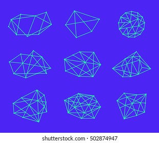 Hipster geometry cosmic background, polygonal triangles on blue vector background