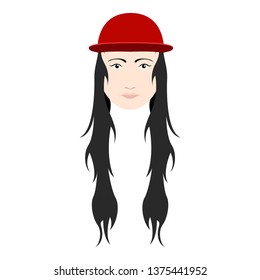 Hipster girl avatar with a hat. Vector illustration design