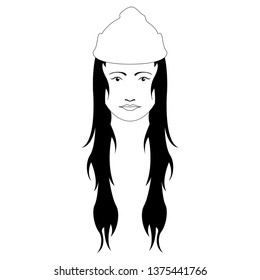 Hipster girl avatar with a winter hat. Vector illustration design