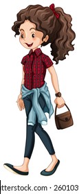 Hipster girl carrying a handbag