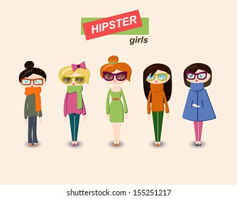 Hipster girl fashion set