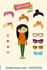 Hipster girl fashion set