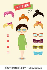 Hipster girl fashion set