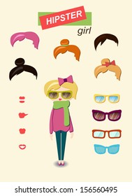 Hipster girl fashion set