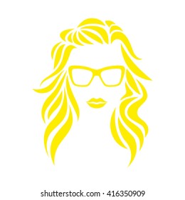 Hipster girl icon. Vector illustration on white background.