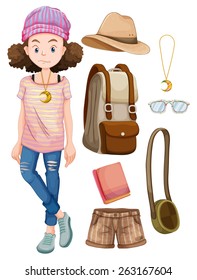 Hipster girl with personal items