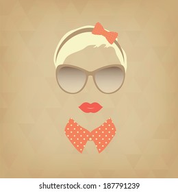 Hipster  girl. Vintage hipster background. Print for your T-shirts.