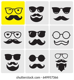 Hipster glasses, beards and mustaches