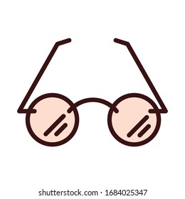 hipster glasses fashion trendy line and fill icon vector illustration