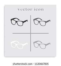 Hipster glasses flat black and white vector icon.