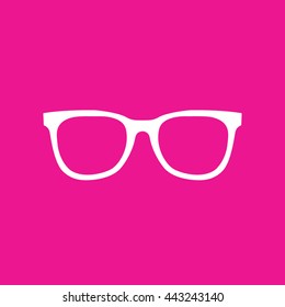 Hipster glasses icon vector illustration. Pink background