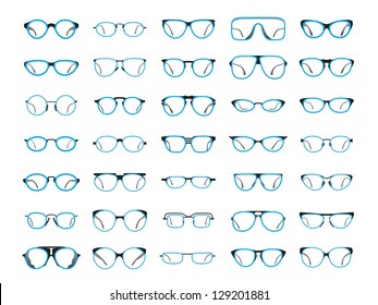 Hipster Glasses icons in white background. Vector Illustration.