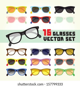 Hipster glasses isolated vector set