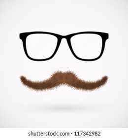 Hipster glasses and mustache. Vector illustration