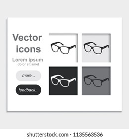 Hipster glasses placed on web page template flat vector icon.