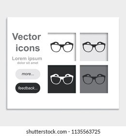 Hipster glasses placed on web page template flat vector icon.