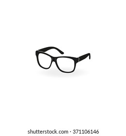 Hipster glasses silhouette flat vector icon.